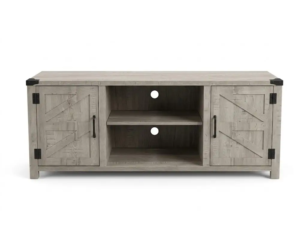 GCON Farmhouse Wood TV Stand Storage Cabinet M-AUK-09 Barn Door Media Television Console Table 1