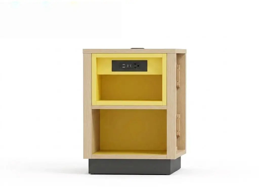 GCON GR-306B-CG Modern Bedside Nightstand with Integrated Power Outlet 1
