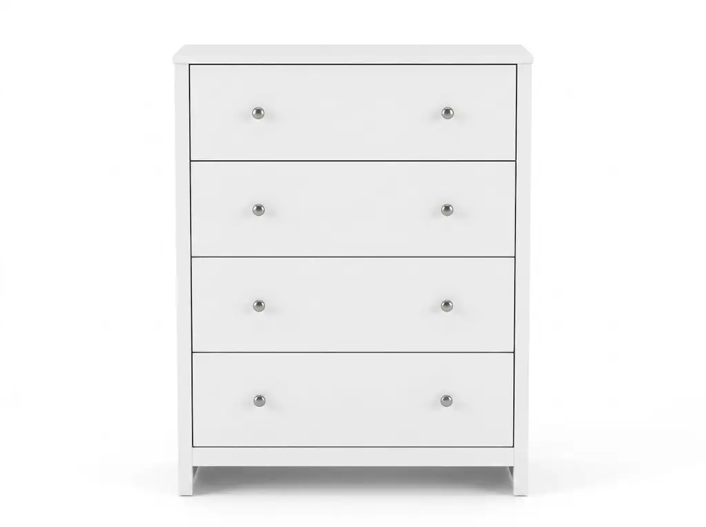 GCON Four-Drawer White Dresser with Anti-Tip Hardware M-AUK-02 Sleek and Durable Storage Chest Premium Quality Bedroom Storage 1