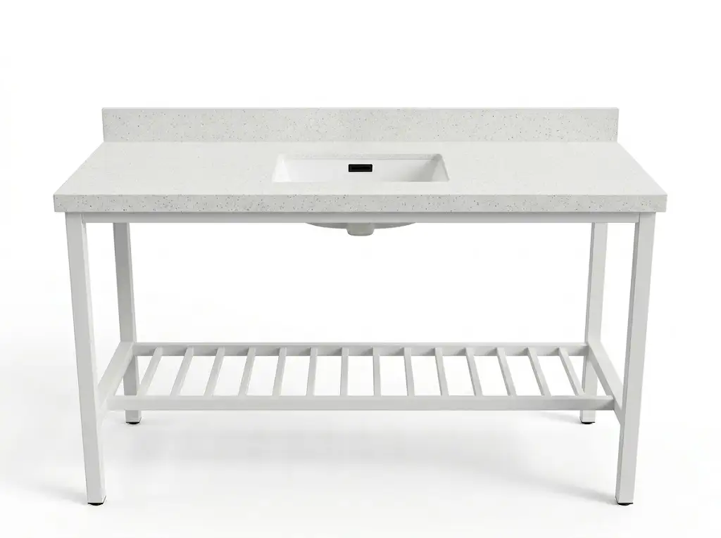 GCON INF-23 Good quality quartz table top metal feets white/black hotel bathroom vanities 1