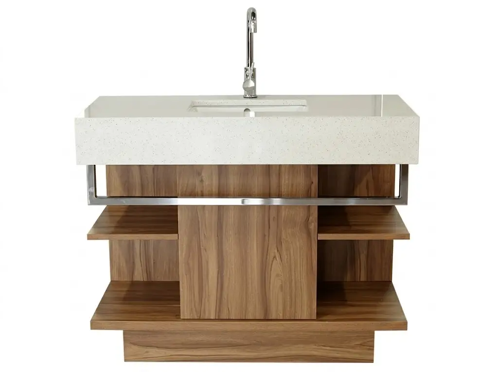 Fire-resistant GCON GR-304 Quartz Top Hotel Bathroom Vanity 1