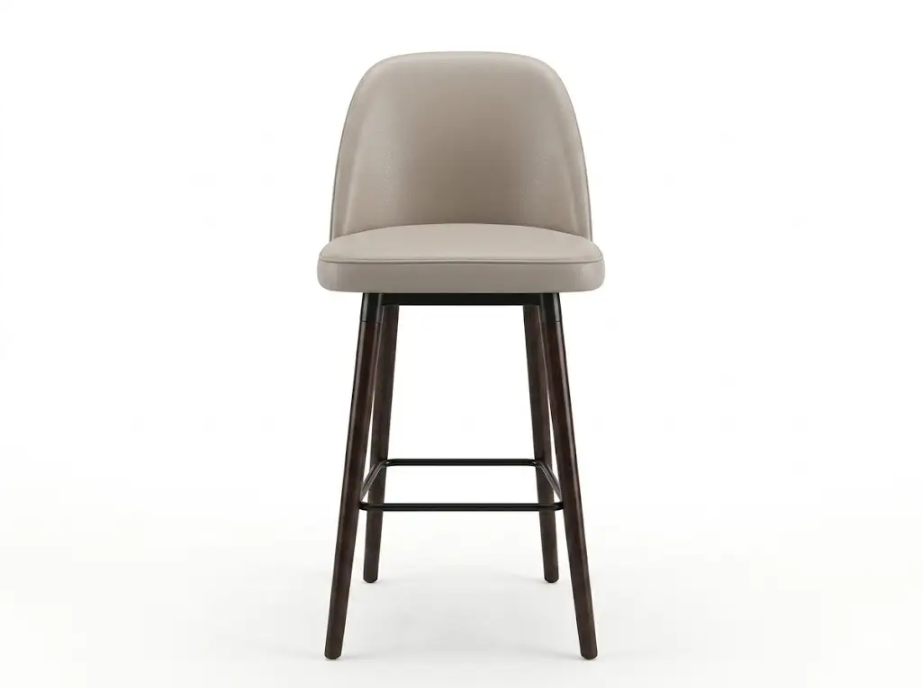 GCON HSL304 Contemporary Upholstered Bar Stool with Tapered Wooden Legs 1