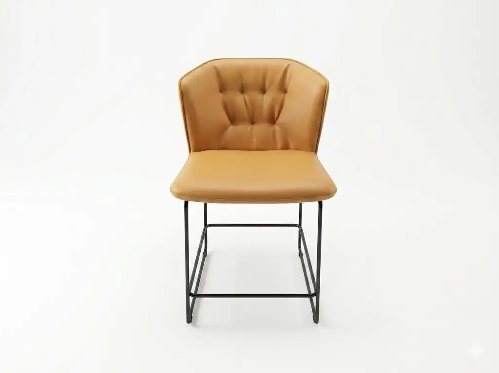 GCON HRB.303 Modern Tufted Leather Bar Stool with Sleek Metal Base 1