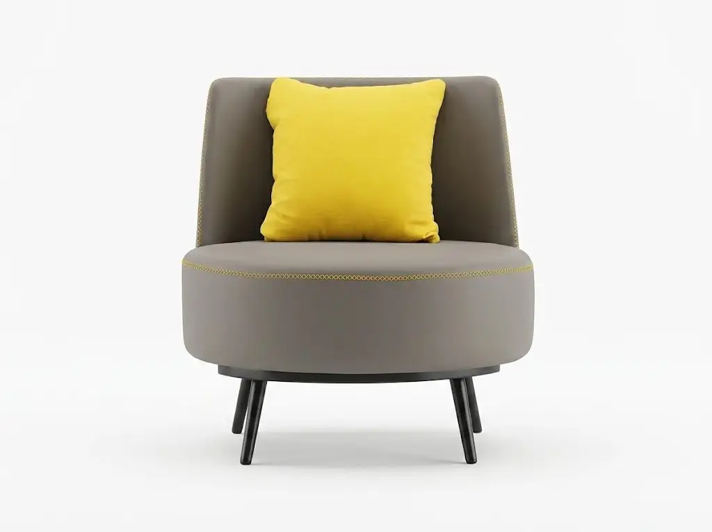 Poltrona de destaque para lobby de hotel GCON GWY385A em couro PU, sofá redondo ergonômico com almofada. 1