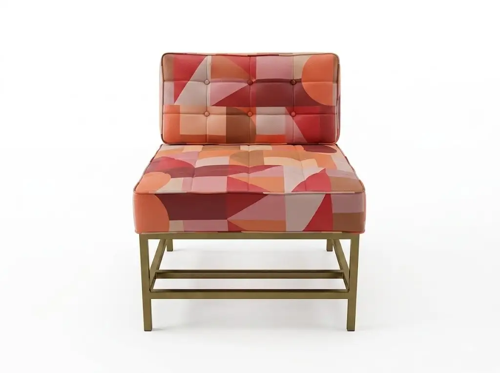 GCON Modern Square Accent Chair 8939-c Tufted Leather Single Seater with Colorful Upholstery and Metal Frame 1