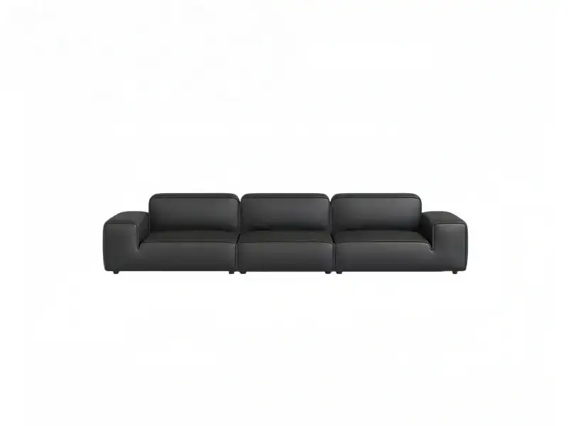 Black Luxury Hotel Lobby Sofa GCON GS-9080 Genuine Leather Couch 1
