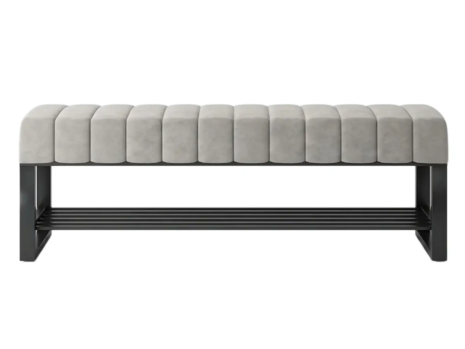 Commercial Metal Frame Velvet Luggage Rack Shoe Bench with Slatted Shelf for Hotel Guest Rooms | GCON Adr-LR-02 1