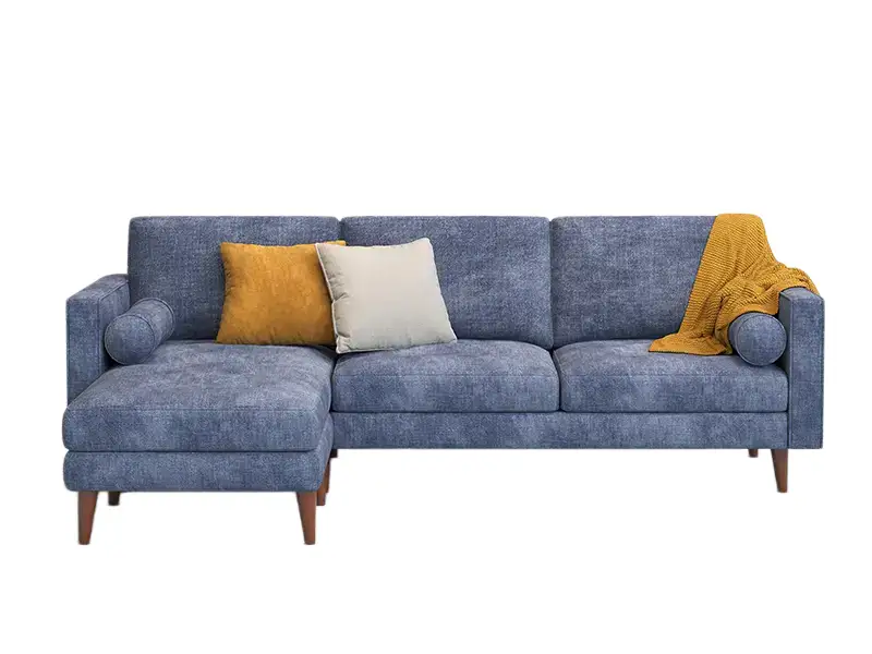 GCON L-shaped Hotel Room Sofa GS-9071 L Shape Rusted Color Couch with Candy Bar Pillow and Chaise 1