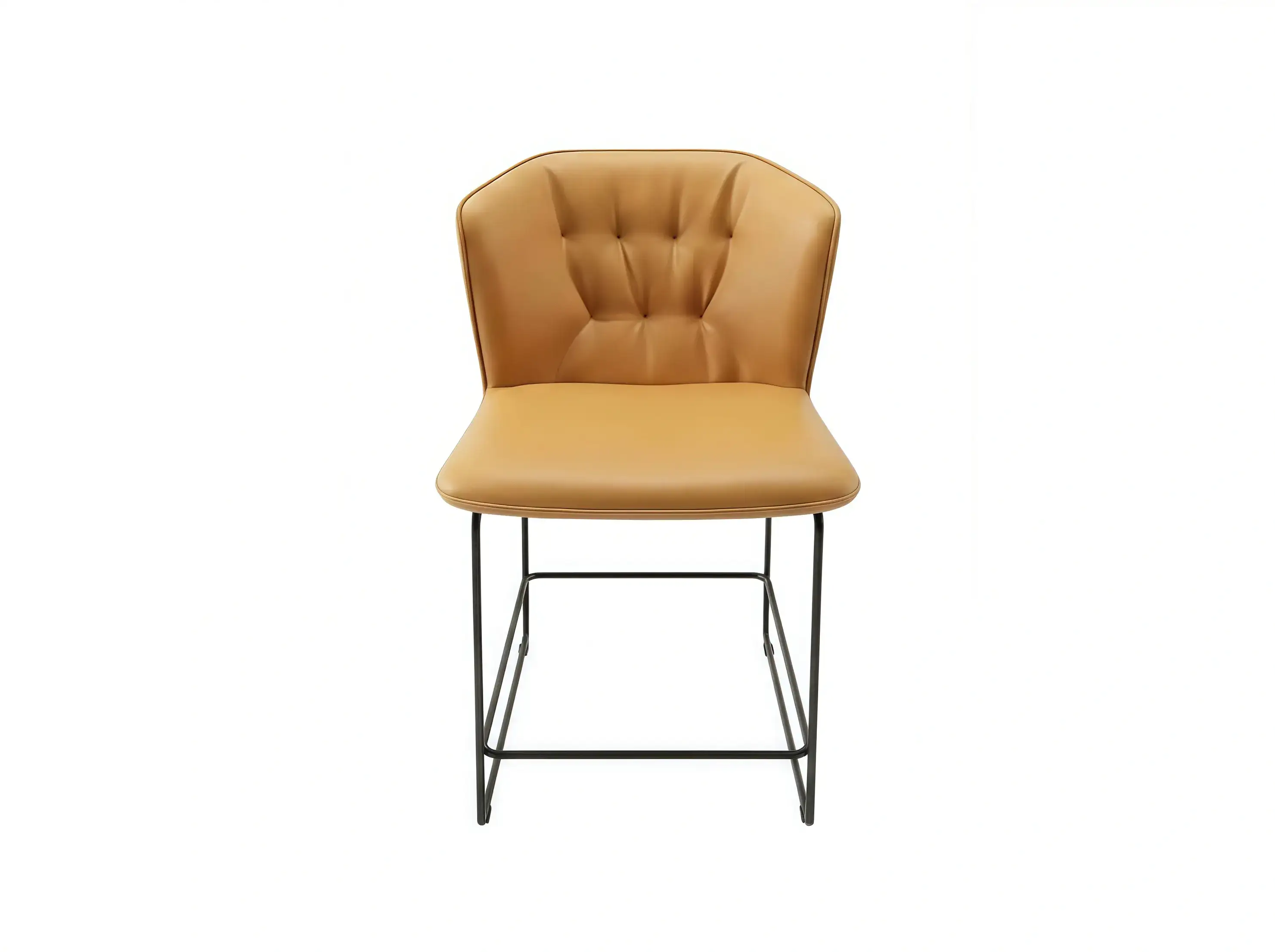 GCON HRB.303 Modern Tufted Leather Bar Stool with Sleek Metal Base 1