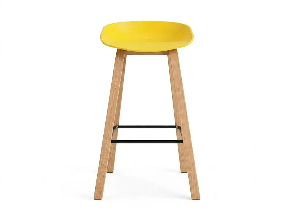 Minimalist Hotel Counter Stool | Plastic Seat Bar Stool with Solid Wood Legs for Commercial Spaces | GCON Adr-CS-01 1