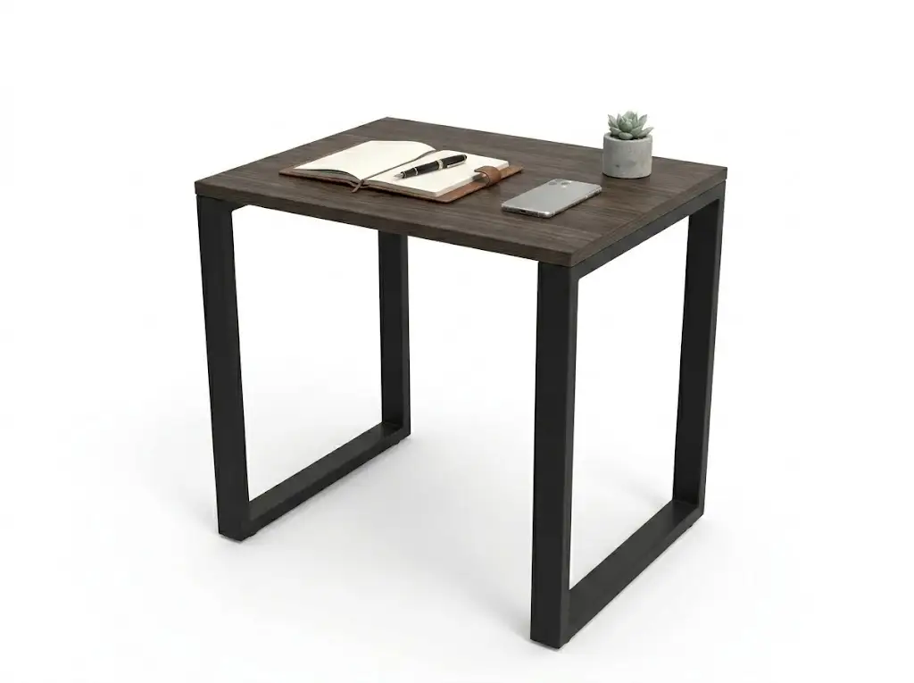 Modern Square Side Table Industrial Metal Frame Wood Grain Top Office Lounge Accent Table GCON CG-215 1