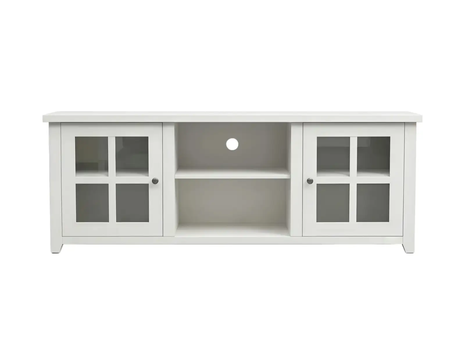 Classic White Media Cabinet with Glass Door & Nautical Detailing for Hotel Suites | GCON BLK-64 1
