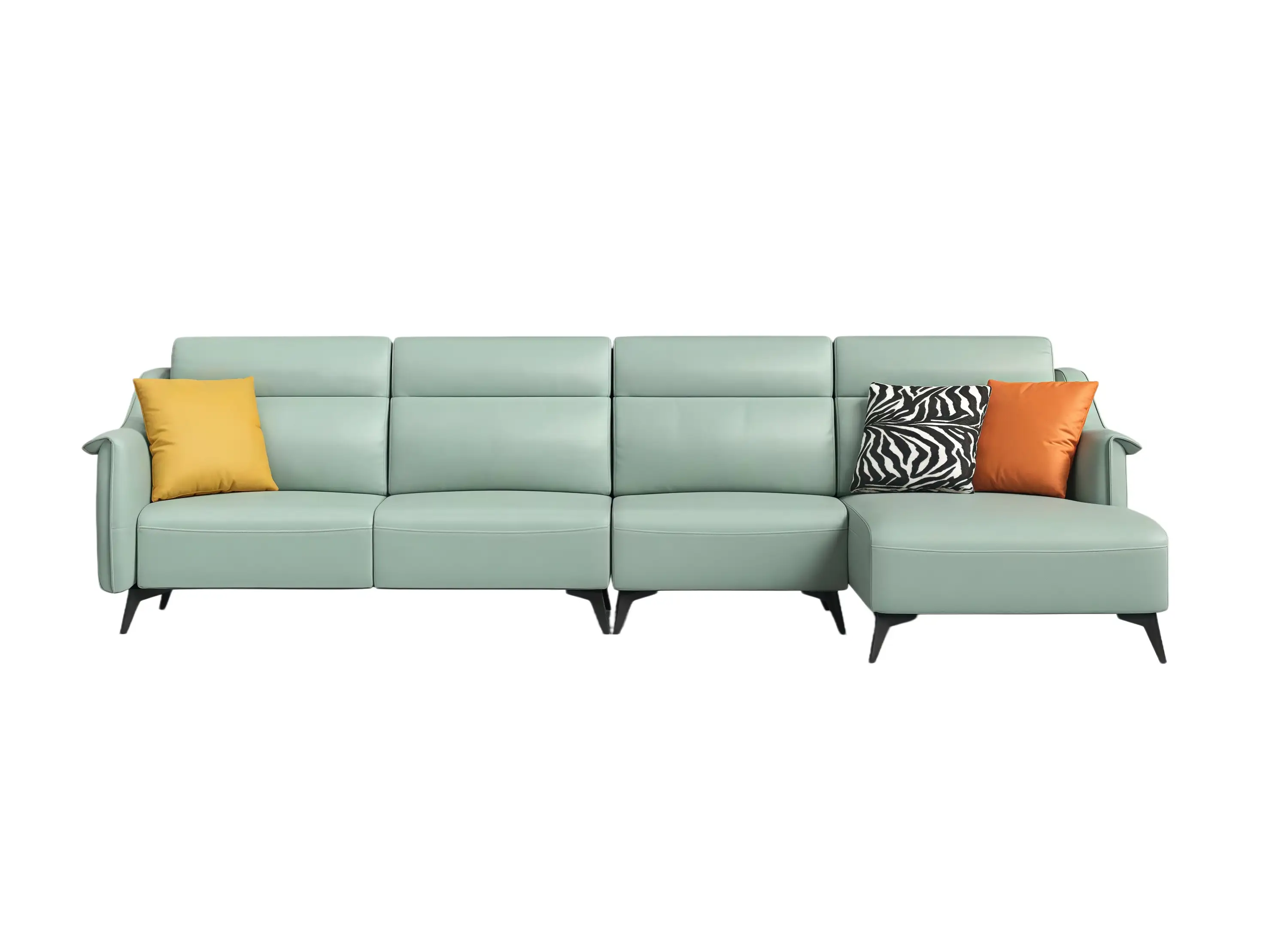 Hotel Lobbies Faux Leather Sofa with Chaise Thin Armrest Larch Wood Frame Commercial Grade GCON GS-9005 1